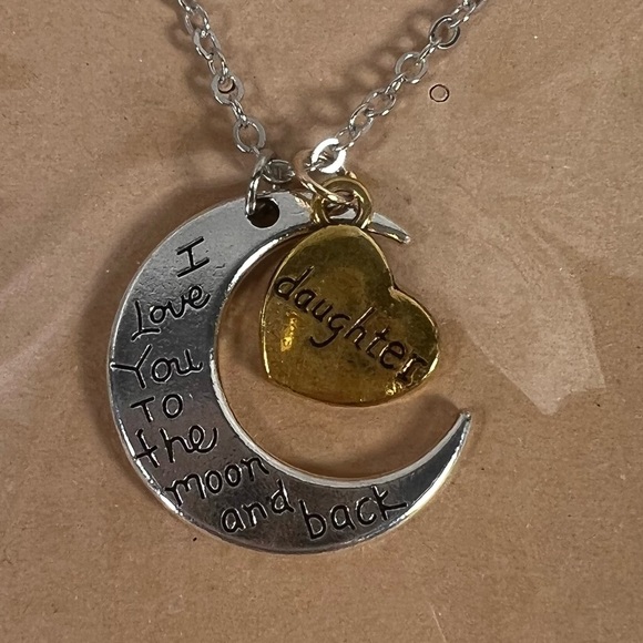 Two Tone Love To The Moon And Back Daughter Necklace - Picture 1 of 3